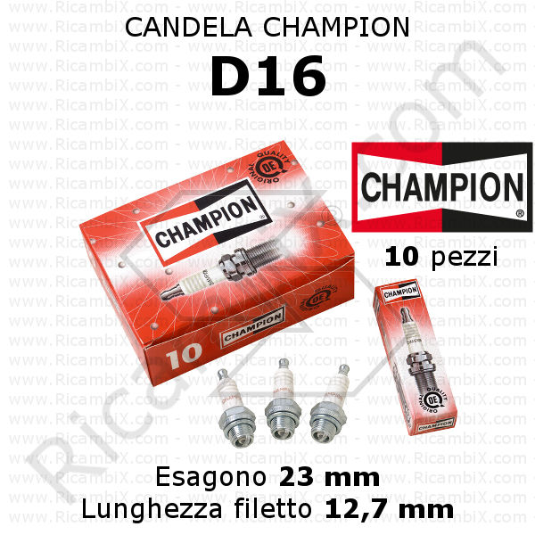 Candela CHAMPION D16 - confezione da 10 pezzi