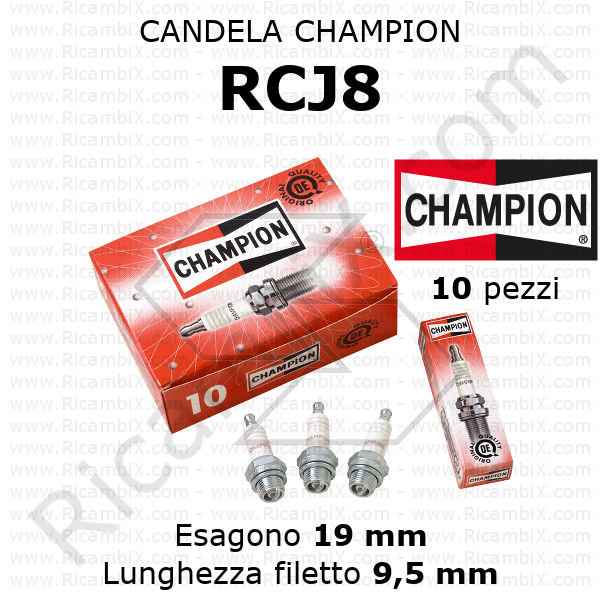 Candela CHAMPION RCJ8 - confezione da 10 pezzi