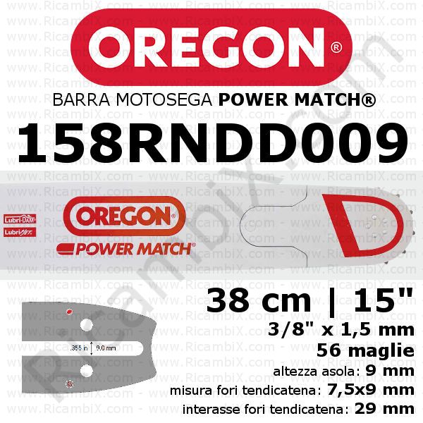 Barra motosega Oregon Power Match 158RNDD009 - 38 cm - 15 pollici