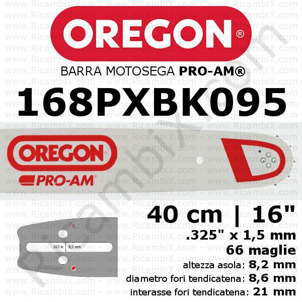 Barra motosega Oregon Pro Am 168PXBK095 - 40 cm - 16 pollici