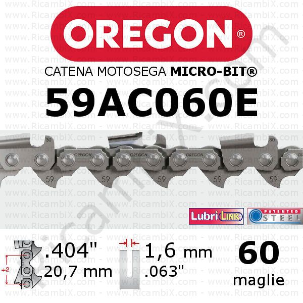 catena motosega Oregon 59AC060E - passo .404 x 1,6 mm - 60 maglie - micro-bit