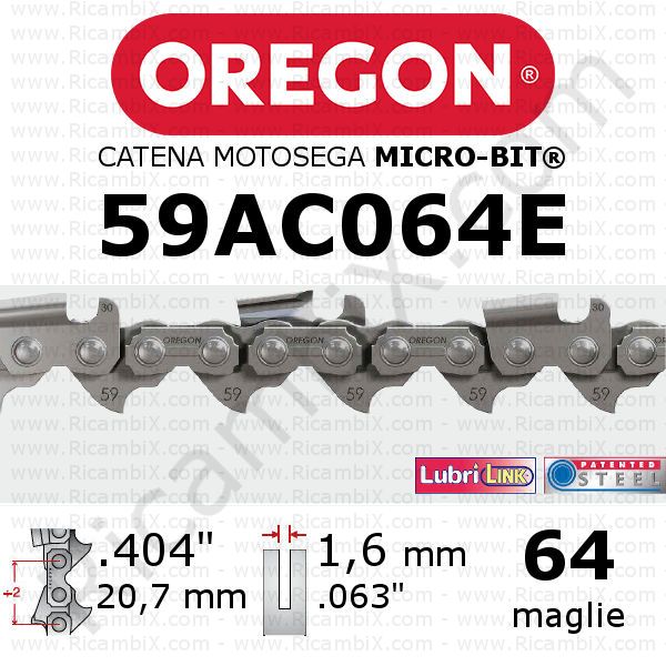 catena motosega Oregon 59AC064E - passo .404 x 1,6 mm - 64 maglie - micro-bit