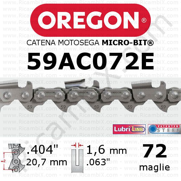 catena motosega Oregon 59AC072E - passo .404 x 1,6 mm - 72 maglie - micro-bit