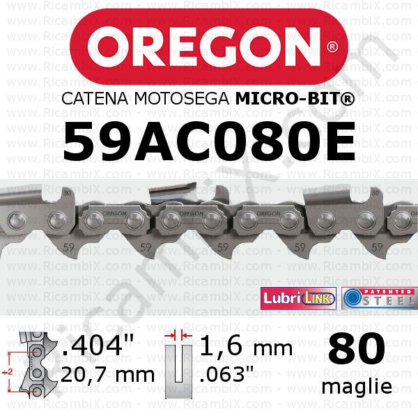 catena motosega Oregon 59AC080E - passo .404 x 1,6 mm - 80 maglie - micro-bit