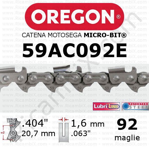 catena motosega Oregon 59AC092E - passo .404 x 1,6 mm - 92 maglie - micro-bit