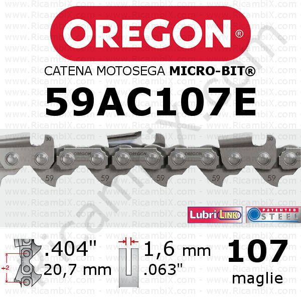 catena motosega Oregon 59AC107E - passo .404 x 1,6 mm - 107 maglie - micro-bit