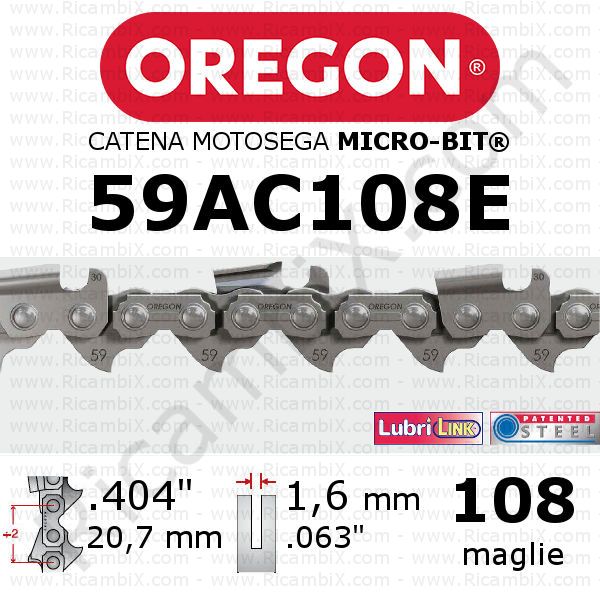catena motosega Oregon 59AC108E - passo .404 x 1,6 mm - 108 maglie - micro-bit