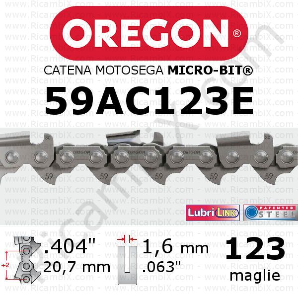 catena motosega Oregon 59AC123E - passo .404 x 1,6 mm - 123 maglie - micro-bit