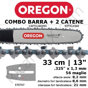 Combinazione OREGON® 578707 | Barra motosega 130TXLBK095 + 2 catene 95TXL056