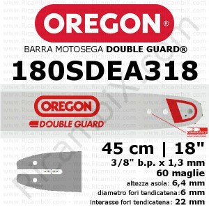 Barra motosega Oregon Double Guard 180SDEA318 - 45 cm - 18 pollici