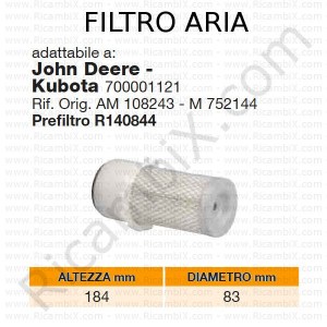 Filtro aria JOHN DEERE® | riferimento originale AM108243 - M752144
