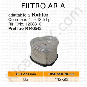 Filtro aria KOHLER® | riferimento originale 1208310