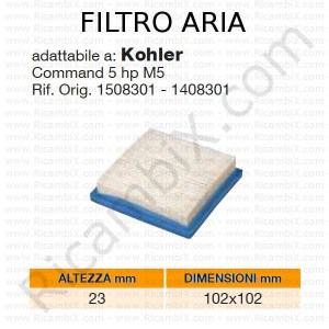 Filtro aria KOHLER® | riferimento originale 1508301 - 1408301