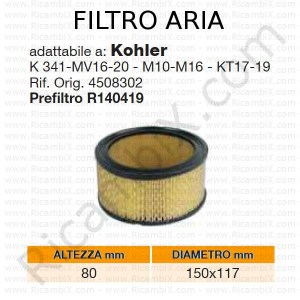 Filtro aria KOHLER® | riferimento originale 4508302