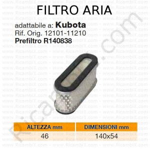 Filtro aria KUBOTA® | riferimento originale 1210111210