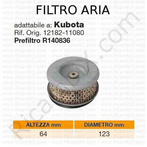 Filtro aria KUBOTA® | riferimento originale 1218211080