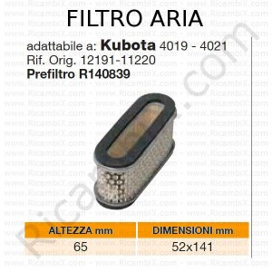Filtro aria KUBOTA® | riferimento originale 1219111220