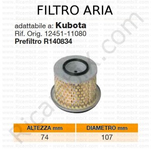Filtro aria KUBOTA® | riferimento originale 1245111080
