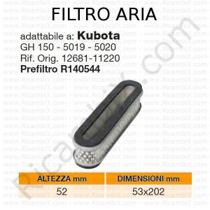 Filtro aria KUBOTA® | riferimento originale 1268111220