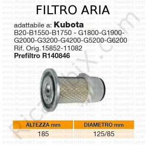 Filtro aria KUBOTA® | riferimento originale 1585211082