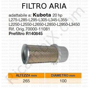 Filtro aria KUBOTA® | riferimento originale 7000011081