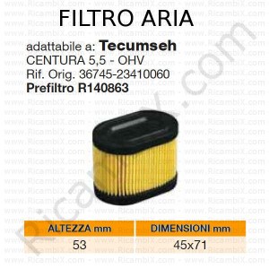 Filtro aria TECUMSEH® | riferimento originale 3674523410060